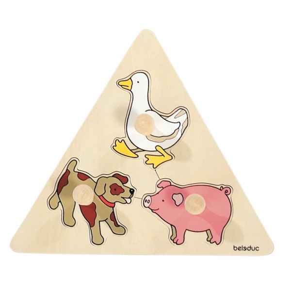 Puzzle triangle a boutons animaux Beleduc -10123