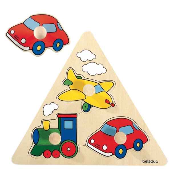 Puzzle triangle a boutons vehicules Beleduc -10122