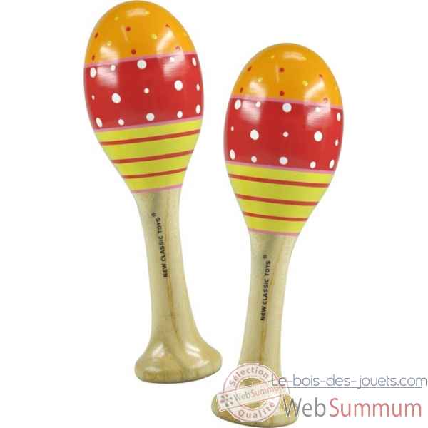 paire de maracas orange/rouge/jaune New classic toys -0495