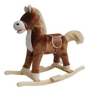 Petit cheval a bascule peluche marron fonce New classic toys 1140