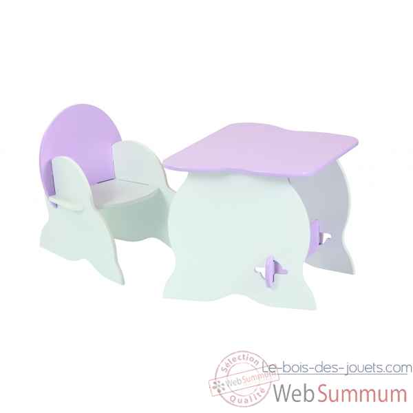 Duo table et fauteuil room studio bicolore blanc / rose -530113