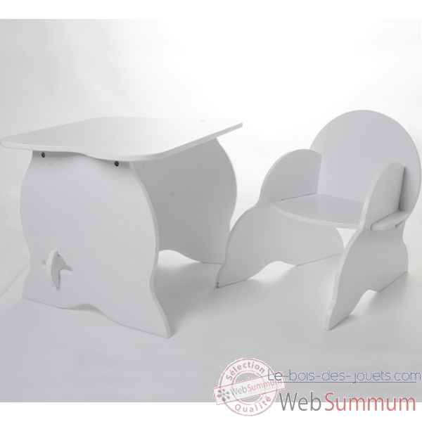 Duo table et fauteuil blancs Room studio -530020
