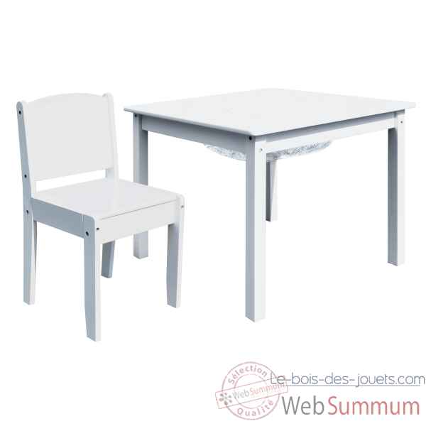 Ensemble table de jeu enfant avec rangement et deux chaises enfant blanche Room studio -530197