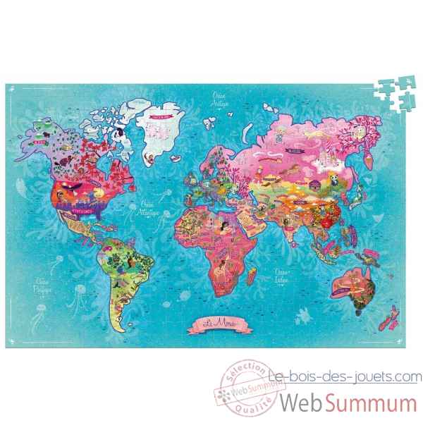 Puzzle carte du monde poetique (500 pcs) vilac -2724