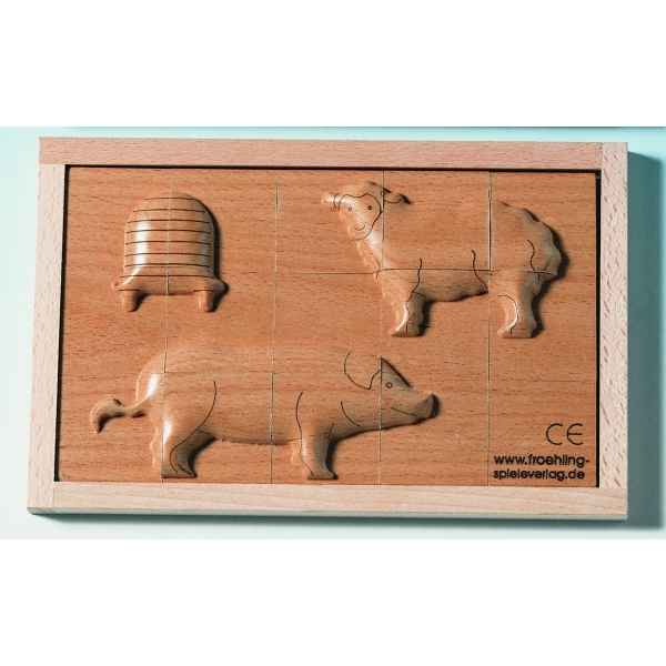 Puzzle de bloc en relief cochon/mouton Beleduc -30239