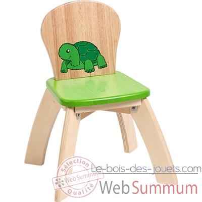 Chaise verte en bois pour enfants  Voila - S019E