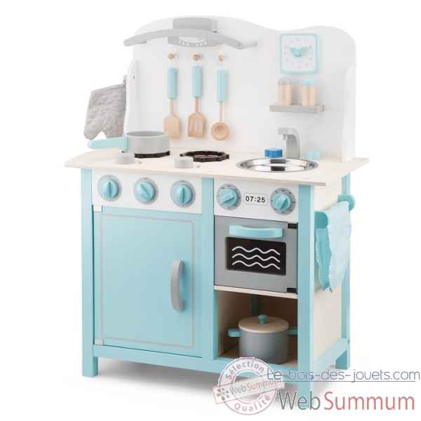 jouet en bois cuisine kitchenette - bon appetit - deluxe - bleu -11063