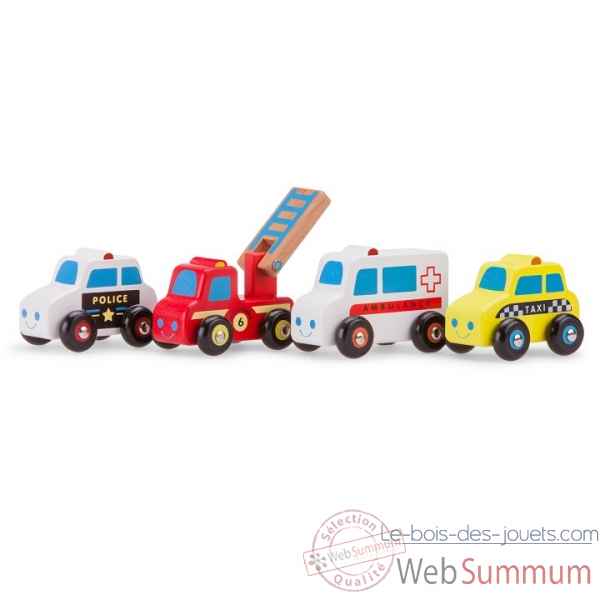 jouet en bois ensemble de vehicules - 4 vehicules -11930