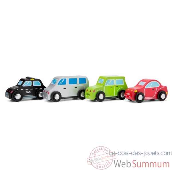 jouet en bois set de vehicules - 4 voitures -11934