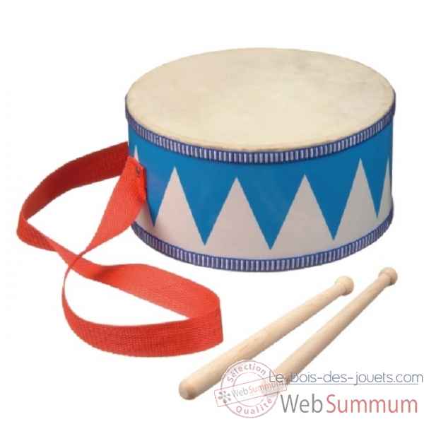 tambour de fanfare bois blanc/bleu New classic toys -0358