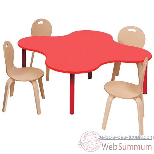 Petite table trefle avec pieds droits - rouge Novum -4416514