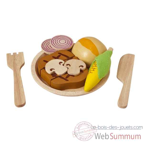 Assiette steak et legumes en bois  Plan Toys -3465