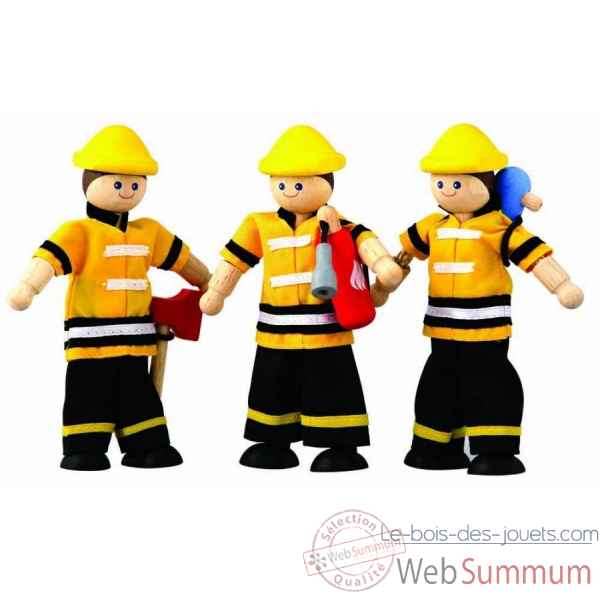 Les pompiers x 3 jouet en bois plantoys 7420