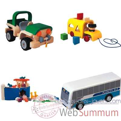Lots 4 jouets en bois transport en bois Plan Toys -LWS-148
