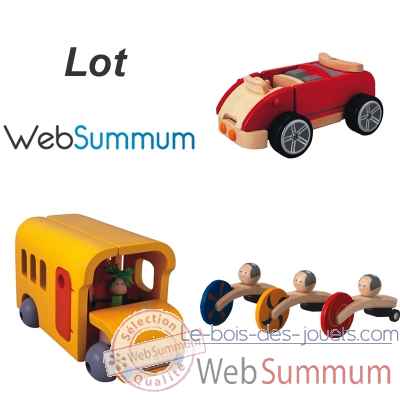 lot 3 jouets en bois vehicule Plan Toys -LWS-147