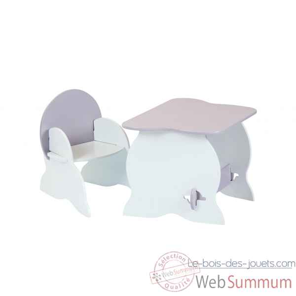 Duo table et fauteuil room studio bicolore blanc / gris taupe -530114