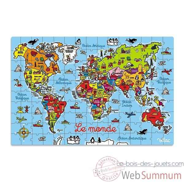 Puzzle 150 pcs carte du monde en valise vilac 2604