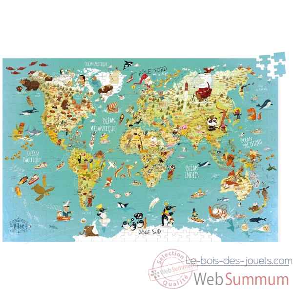 Puzzle carte du monde fantastique (500 pcs) vilac -2722