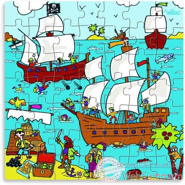 Puzzle 49 pces pirate en boite forme - Jouet Vilac 2555